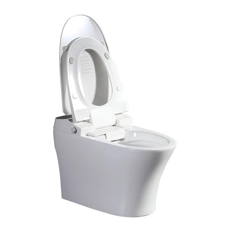Vanity Art Elongated Smart Toilet Bidet with Auto Flush, Heated Seat, Air Drying, Remote Control, LED Display VAST68G