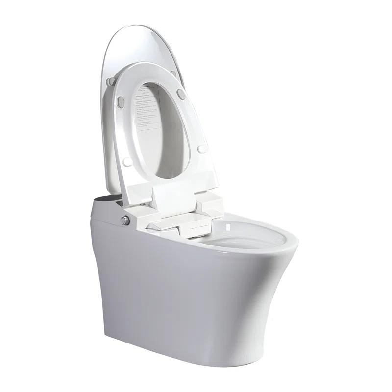 Elongated Smart Toilet Bidet with Auto Flush, Heated Seat, Seating Sensor, Foot Induction Flush