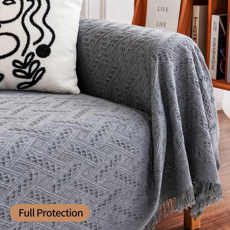 Lark Manor™ Couch Cover Sheet Blanket, Oversized Reversible Couch Covers for 3 Cushion Sofa, Extra Large Furniture Decoration Cover Sofa Slipcovers, L-Shape U-Shaped Sectional Protector for Cats Dogs