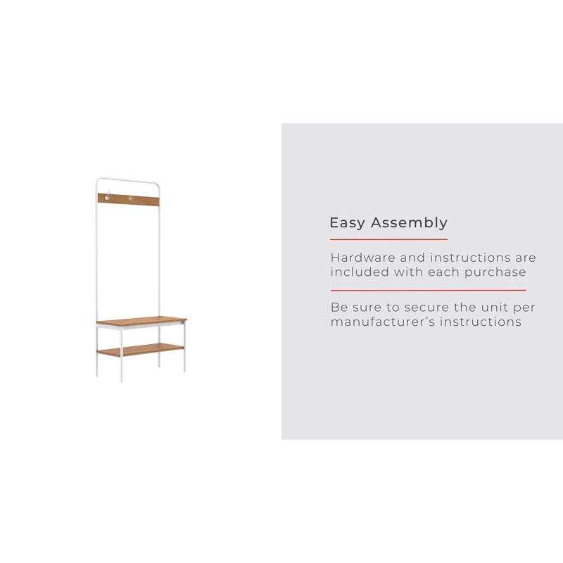 Steel Hall Tree with Bench and Shoe Storage