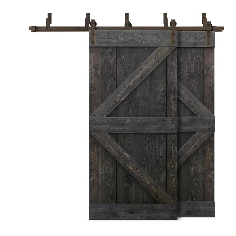 Calhome 84'' Solid Wood Paneled Painted with Installation Hardware Kit Barn Door