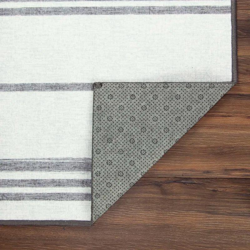 My Magic Carpet Stripe Grey And White Striped Flatweave Brown/White Area Rug | Wayfair