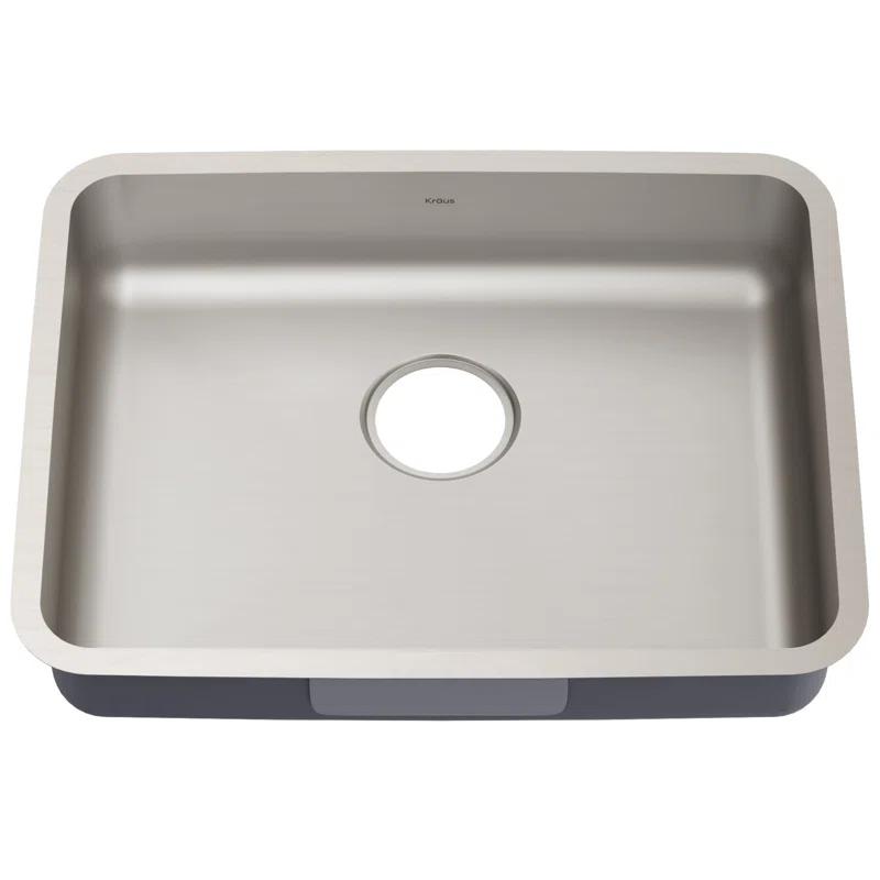 Kraus KA1AS25B Dex™️ Series KRAUS 25" L Undermount 16 Gauge Stainless Steel Single Bowl ADA Kitchen Sink