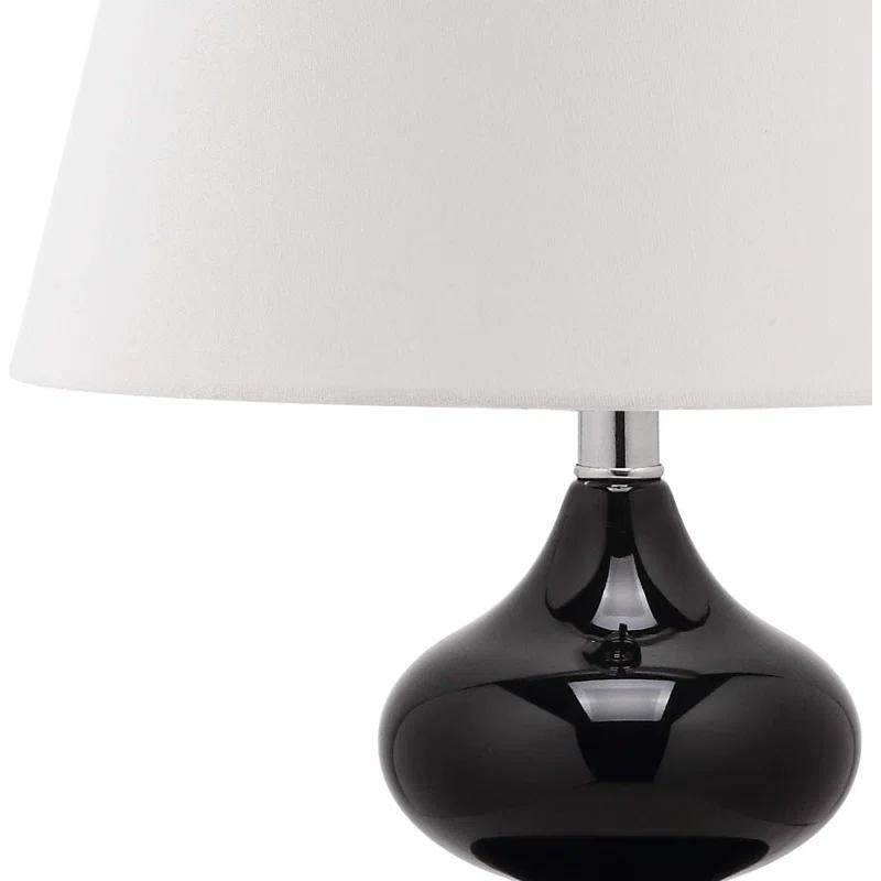 Hokku Designs Modern Double Gourd Glass Table Lamps Set Of 2 With LED Bulbs - Contemporary Black 24-Inch Desk Lamps For Bedroom, Living Room, Office