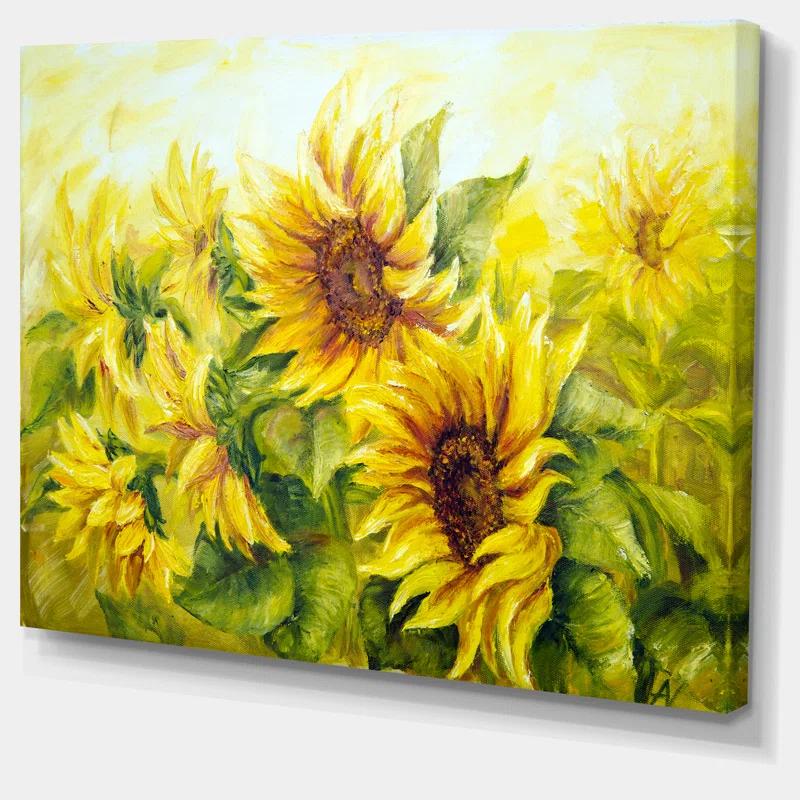 Design Art Bright Yellow Sunny Sunflowers - Graphic Art Print
