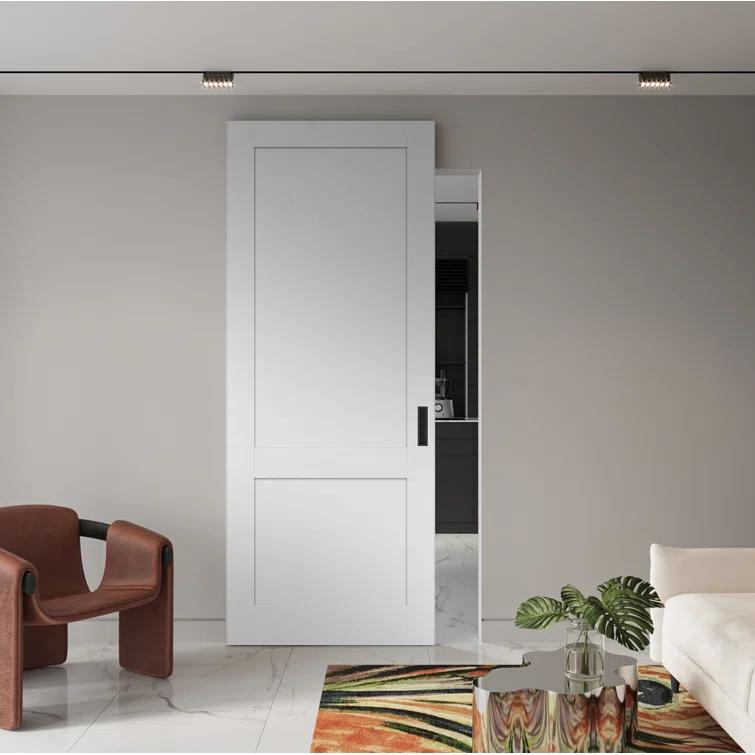 Belldinni Shaker 2 Panel Manufactured Wood Solid Core Sliding Hidden Barn Door With Base Board with Installation Hardware Kit