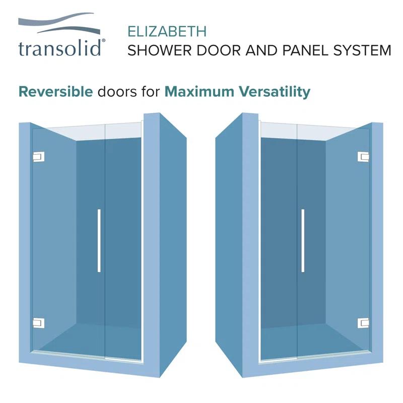 Transolid EHTB585287610C-BK-MB Transolid Elizabeth 58.5-in W x 76-in H Hinged Shower Door with Clear Glass