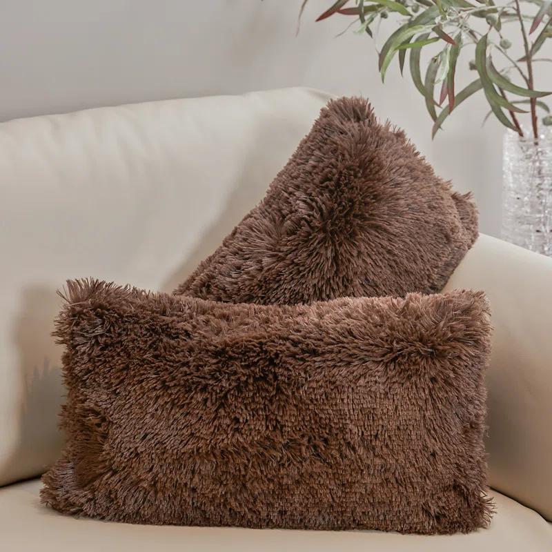 Cheer Collection Faux Fur Throw Pillow (Set of 2)