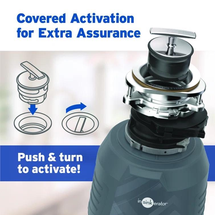 InSinkErator Evolution Cover Control 3/4 HP Garbage Disposal, Advanced Series Batch Feed Food Waste Disposer