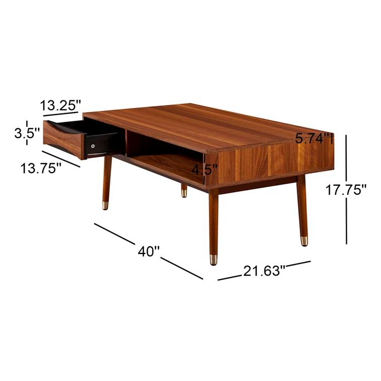 Wrought Studio™ Sabornton 40" Wooden Coffee Table with Drawer, Walnut & Reviews | Wayfair