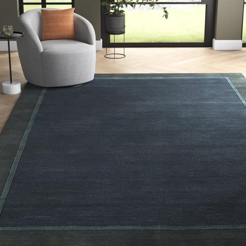 Zaley Handmade Tufted Wool Blue/Gray Area Rug