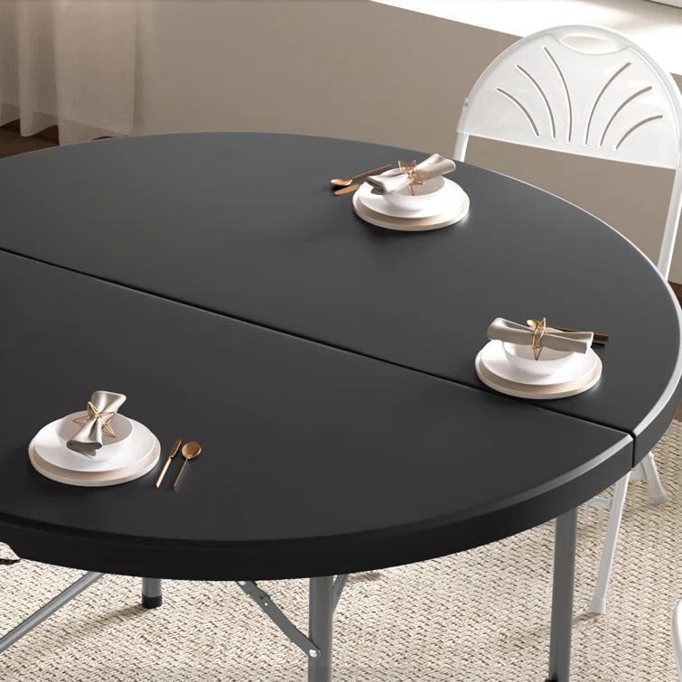 Plastic Round Folding Table, Portable Foldable Party Banquet Table for Camping Dining Outdoor Picnic