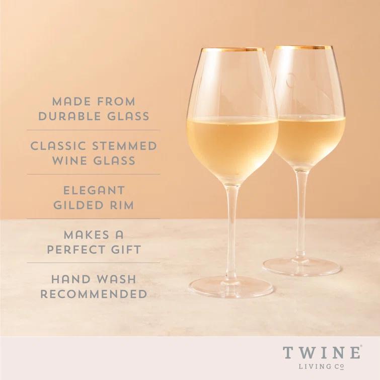 Twine Gilded Stemmed Wine Glasses (Set of 2)