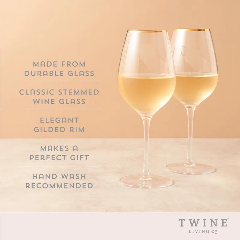 Twine Gilded Stemmed Wine Glasses (Set of 2)