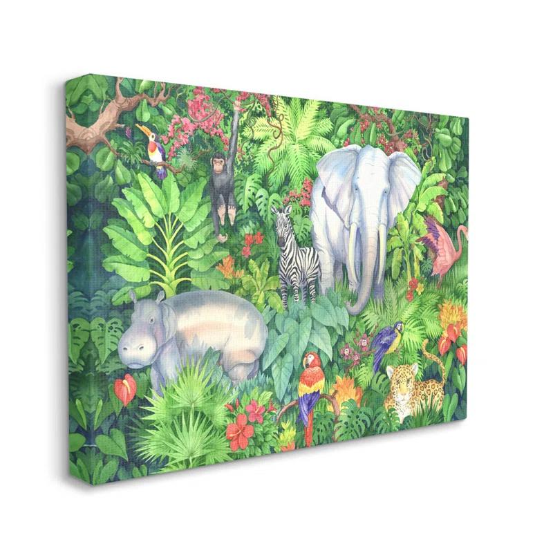 Stupell Industries " Detailed Safari Animal Jungle " by Paul Brent Painting Print