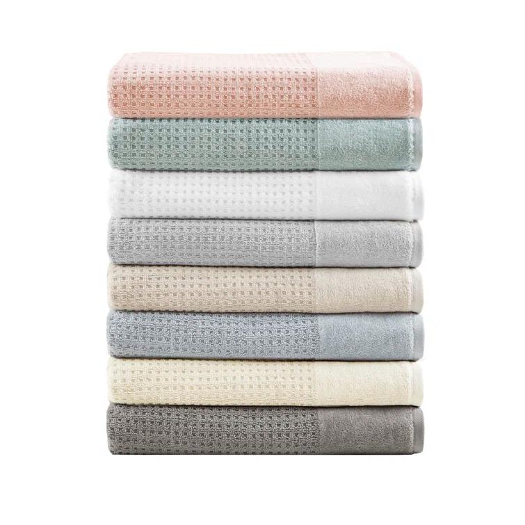 Madison Park Spa Waffle Cotton Jacquard Antimicrobial Bath Towel 6 Piece Set