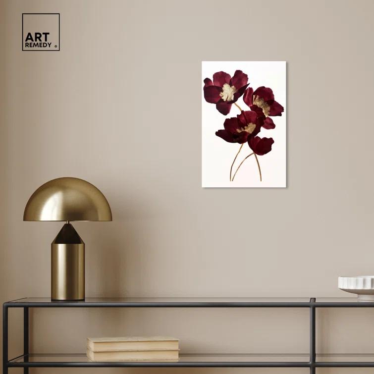 Art Remedy Art Remedy Wine Flowers Framed Floral Fine 1 Piece Canvas Wall Art 57114