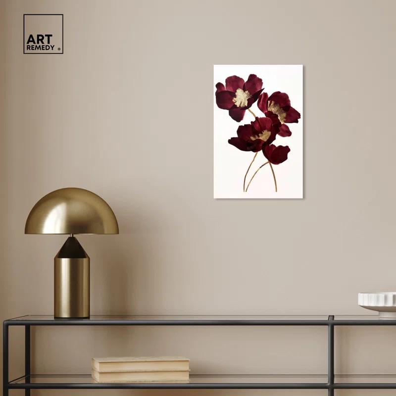 Art Remedy Art Remedy Wine Flowers Framed Floral Fine 1 Piece Canvas Wall Art 57114