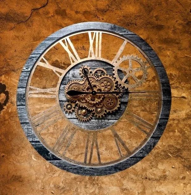 The Gears Clock Wall Clock 36" Round Oversized for Living Room decor with Real Moving Gears America Collection