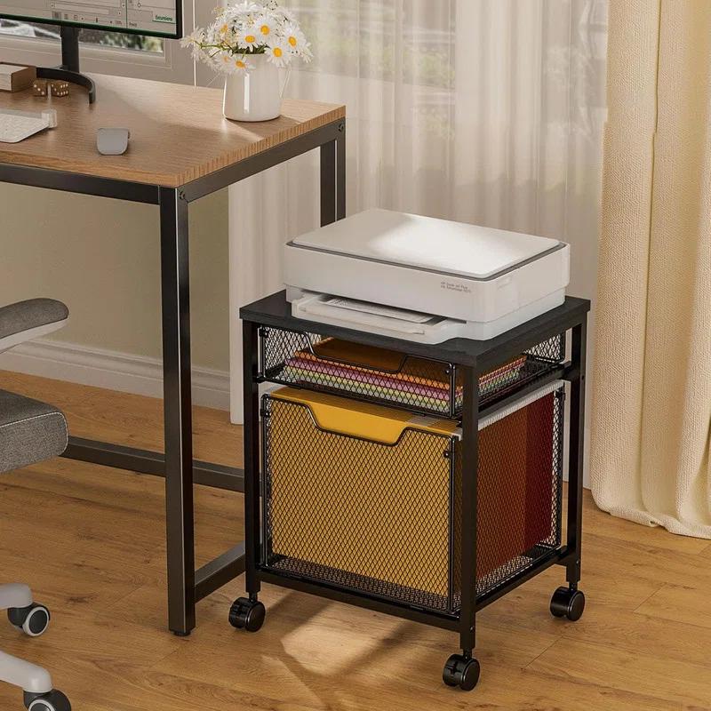 Rolling File Cabinet Cart,Printer Stand with 2 Drawers,Mobile Filing Cabinet on Lockable Wheels