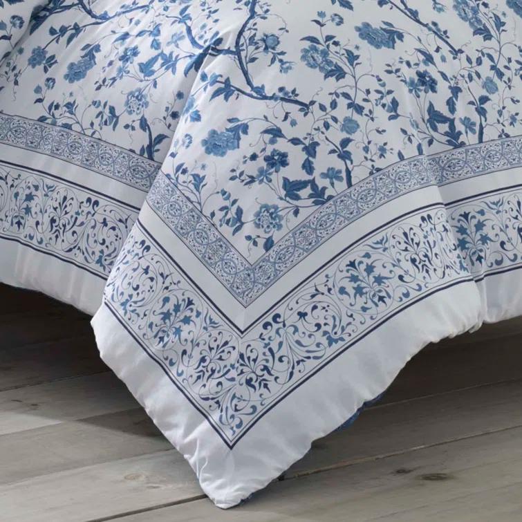 Laura Ashley Laura Ashley Charlotte Cotton Reversible Blue Comforter Set