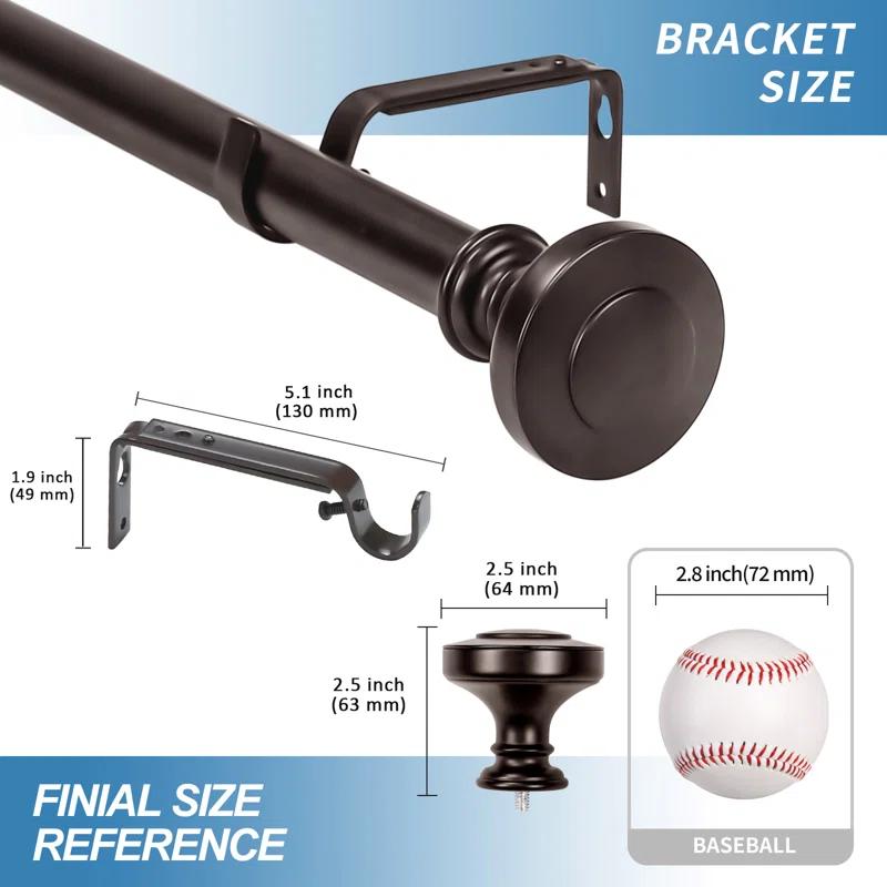 Red Barrel Studio® Gottlieb Steel Adjustable Single Curtain Rod