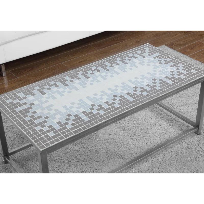 Wrought Studio™ Coffee Table, Accent, Cocktail, Rectangular, Living Room, 42" L, Metal, Tile