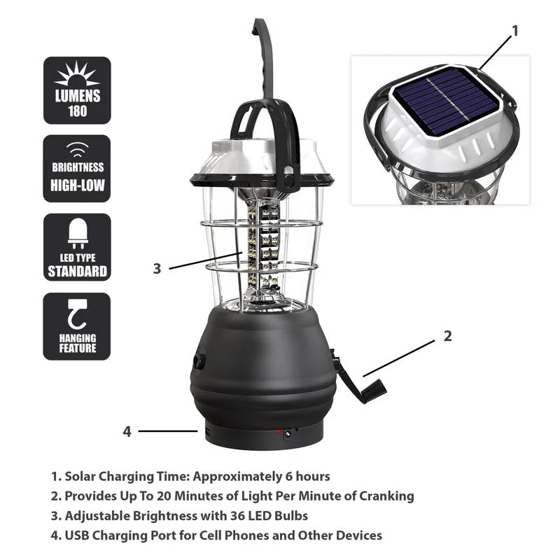 Whetstone Rechargeable Lantern or Battery-Operated LED Light for Camping - Solar Powered Lantern