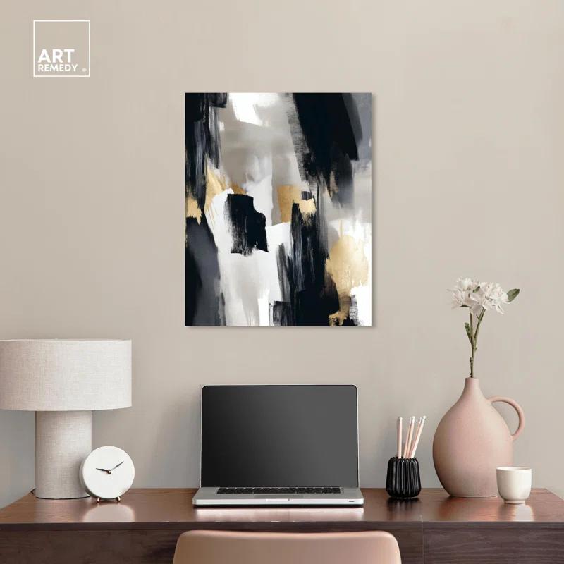 Art Remedy Lost Between Canvas Modern Black And White Abstract Art by Art Remedy