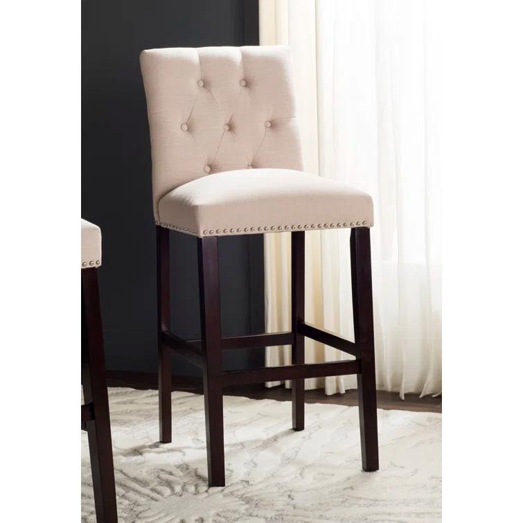 Gracie Oaks McLoud Upholstered Counter Stool with Solid Wood Frame (Set of 2)