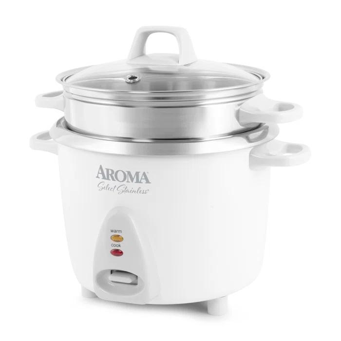 Aroma Aroma  7-Cup (Uncooked) / 14-Cup (Cooked), 3Qt. Rice & Grain Cooker, Stainless Steel Inner Pot, Steam Tray Included