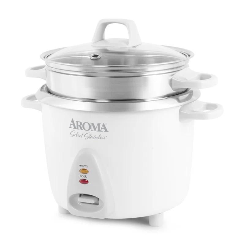 Aroma Aroma  7-Cup (Uncooked) / 14-Cup (Cooked), 3Qt. Rice & Grain Cooker, Stainless Steel Inner Pot, Steam Tray Included