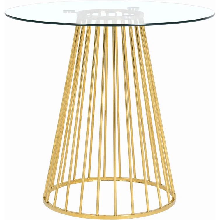 Mercer41 Cazzie Round Glass Top Metal Base Dining Table