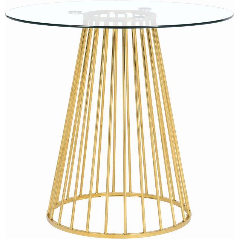 Mercer41 Cazzie Round Glass Top Metal Base Dining Table