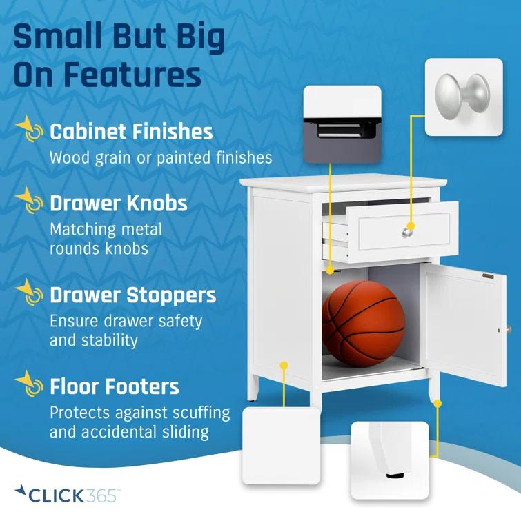 ClickDecor ClickDecor Alcott Side Table with Single Drawer and Storage Cabinet