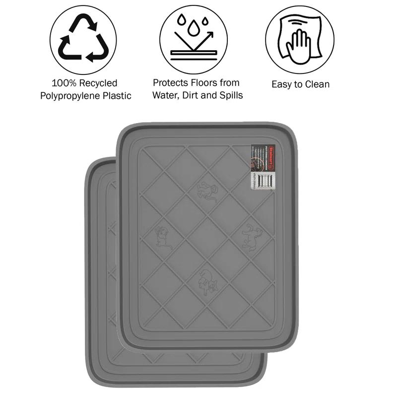 Stalwart All Weather Boot Tray – Water Resistant Plastic Utility Diamond Pattern Shoe Mat – Indoor or Outdoor Doormats for All Season Use by Stalwart (Set of 2)