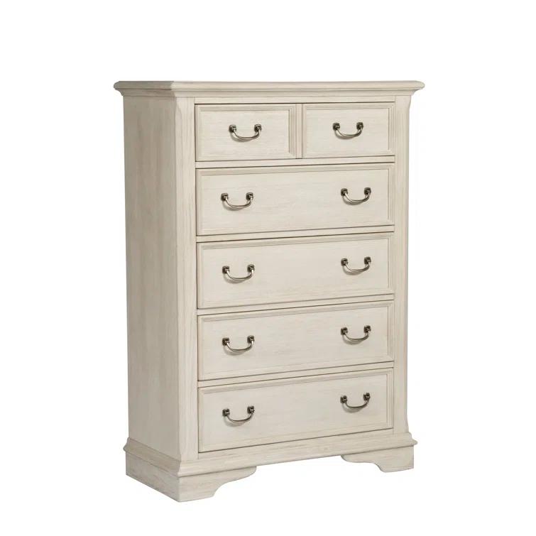 Canora Grey Dina Antique White 5 Drawer Chest w/ Stained Interior