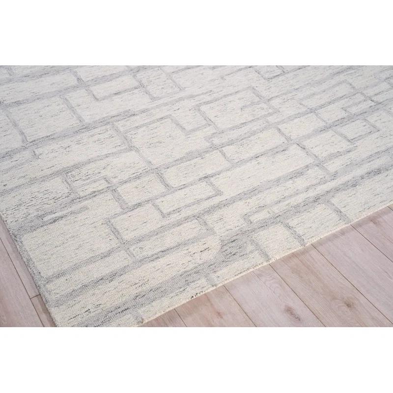 Exquisite Rugs Naturals Handmade Hand-Tufted New Zealand Wool On Canvas Ivory/Gray Area Rug