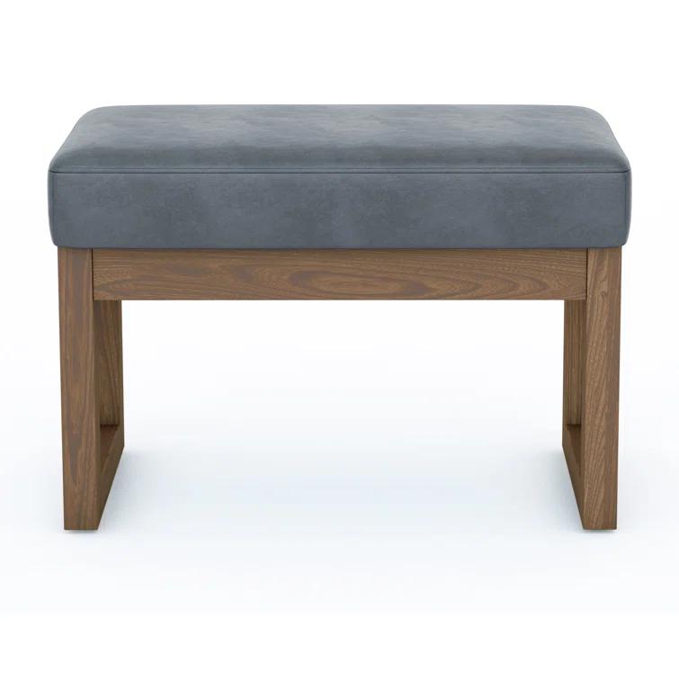 Simpli Home Milltown Ottoman Bench with Upholstered Seat and Solid Wood Frame