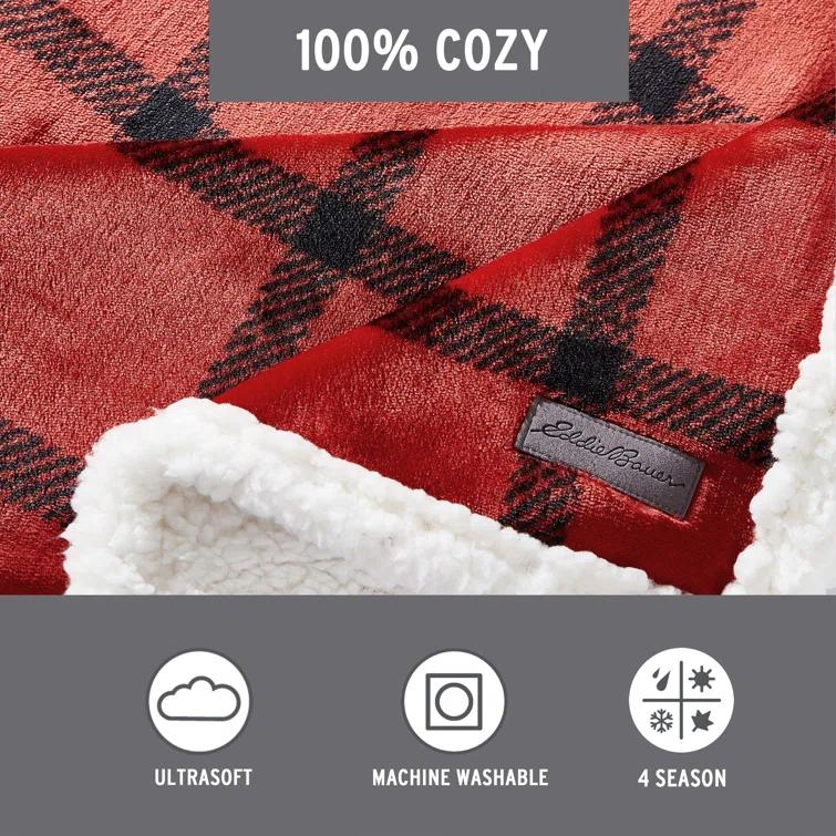 Eddie Bauer Eddie Bauer Printed Plush Fleece/Sherpa Throw Blankets