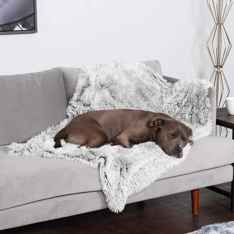 FurHaven Long Fur & Velvet Waterproof Blanket - Mist Gray, Large