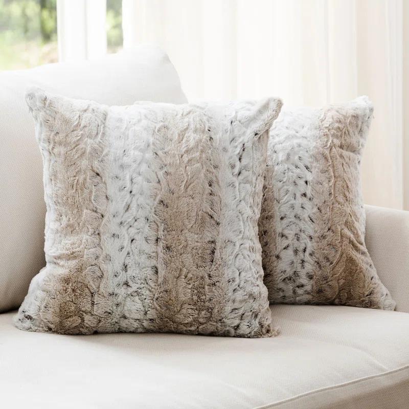 Cheer Collection Animal Print Faux Fur Throw Pillow (Set of 2)