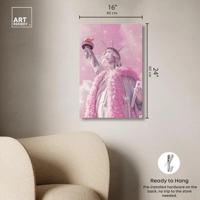 Art Remedy Statue of Style and Pop Canvas Pink Pop Wall Art by Art Remedy
