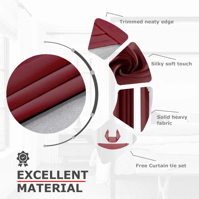 Ample Decor Solid Blackout Thermal Grommet Curtain Panels (Set of 4)