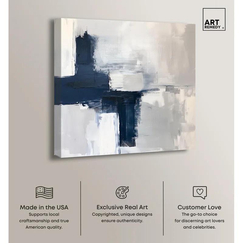 Art Remedy Tides of Indigo Canvas Neutral Abstracts by Art Remedy