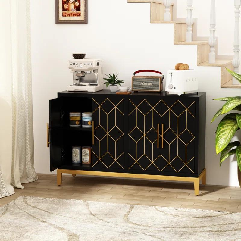 Dieks 48" Sideboard Storage Cabinet with Gold Trim