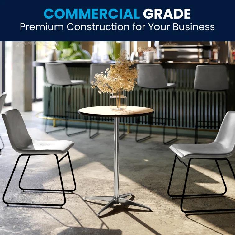 Flash Furniture Marrel Round Wood Cocktail Table with Columns