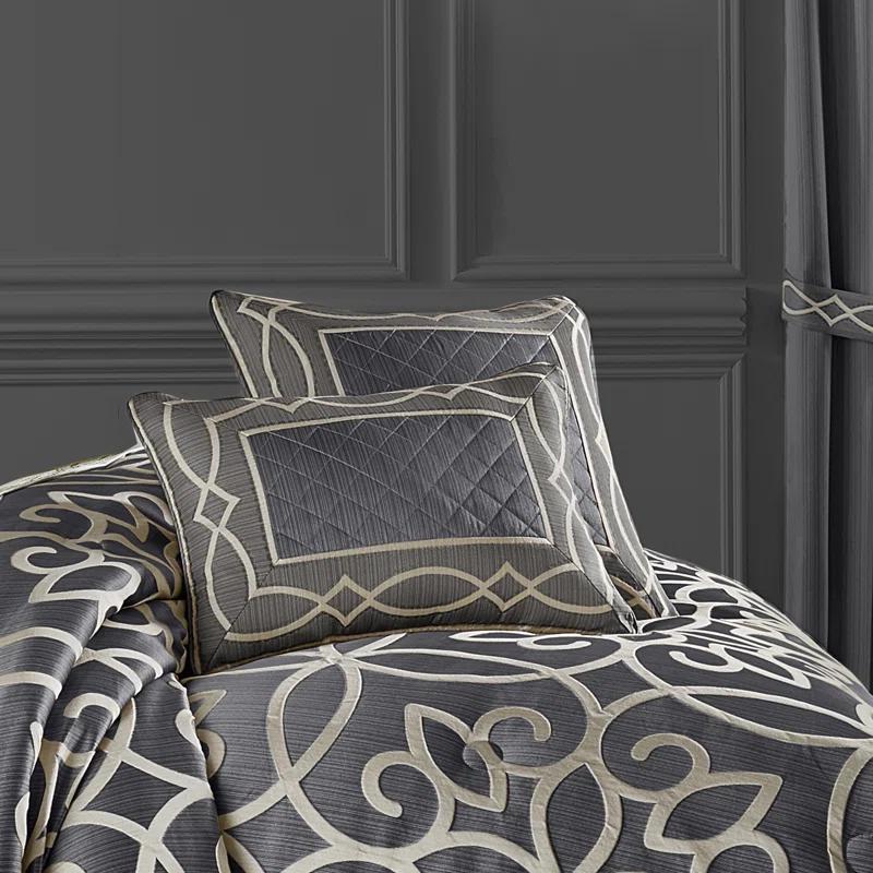 Five Queens Court Darwin Charcoal 20" Square Decorative Throw Pillow