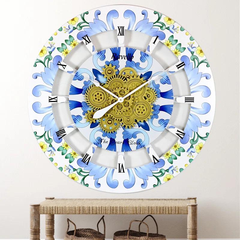 The Gears Clock Wall Clock Oversized 36" for Living Room with Real Moving Gears Italy Style