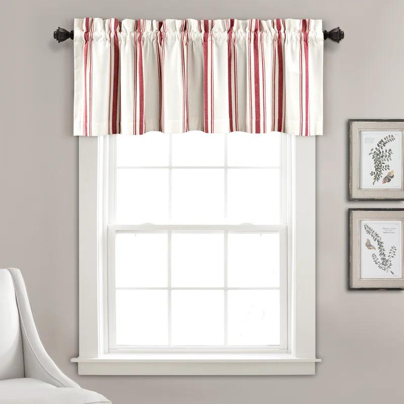 Lush Decor Farmhouse Stripe Striped Ruffled 52'' W Window Valance